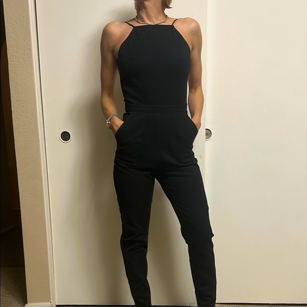 Reformation RUFUS open back Black Jumpsuit